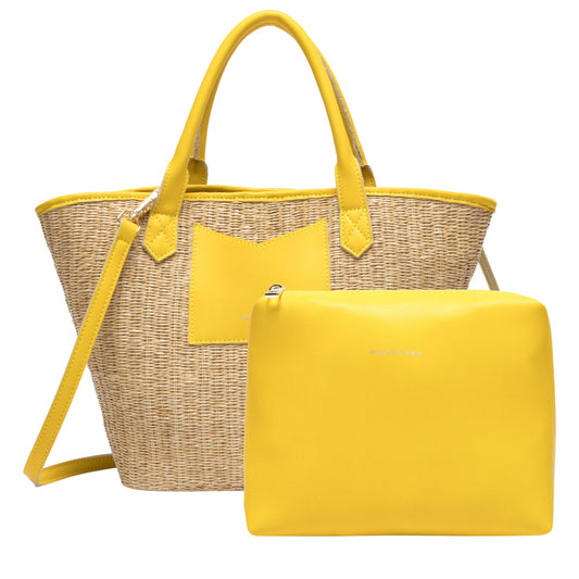 Every Other Twin Strap Large Tote Style Bag - Yellow