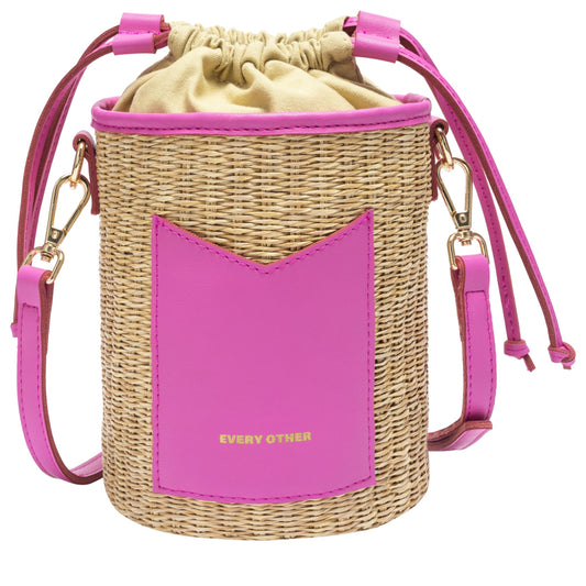 Every Other Drawstring Top Shoulder Bag - Fuchsia