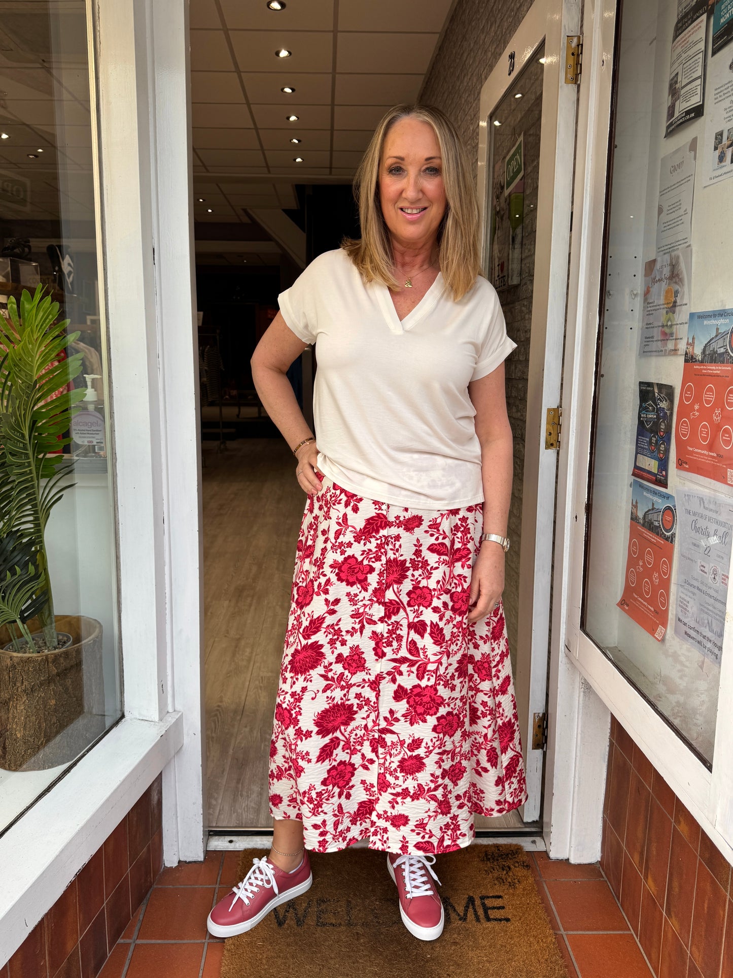 Fransa Hita Skirt - Teaberry Mix