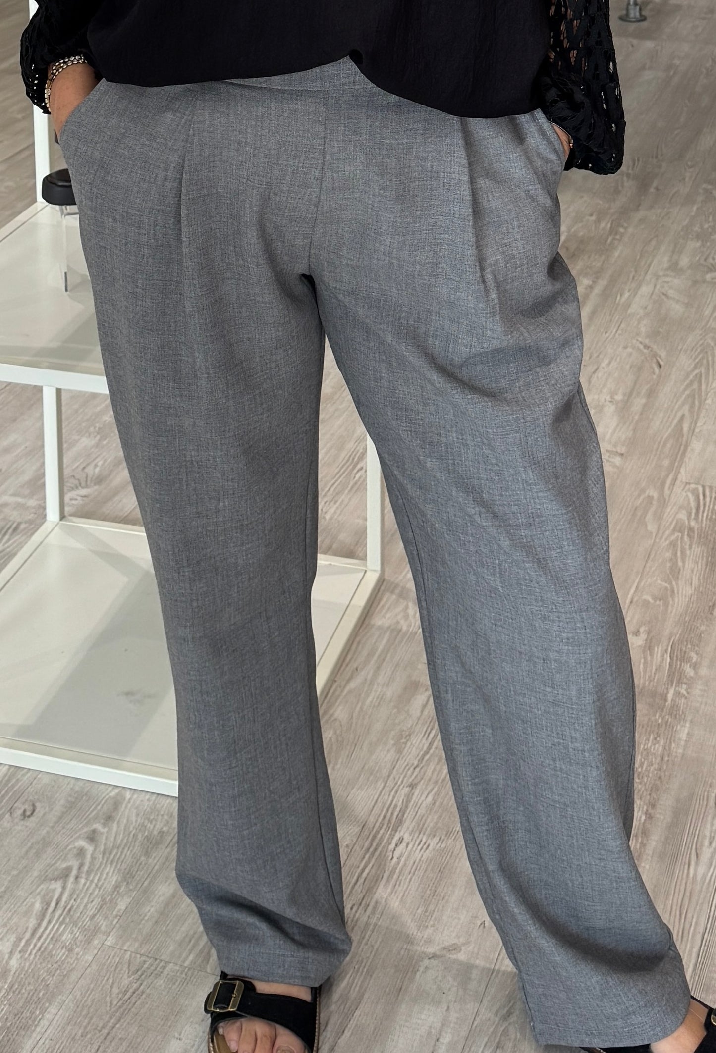 Fransa Abigail Trousers - Asphalt Melange