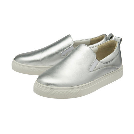 Ravel Metallic Silver Leather Linton Slip-On Shoes