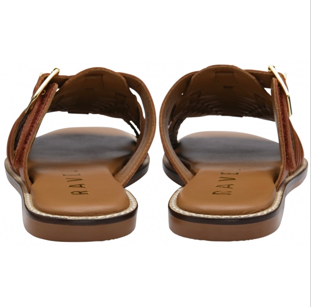 Ravel Orange Leather Dene Flat Mule Sandals