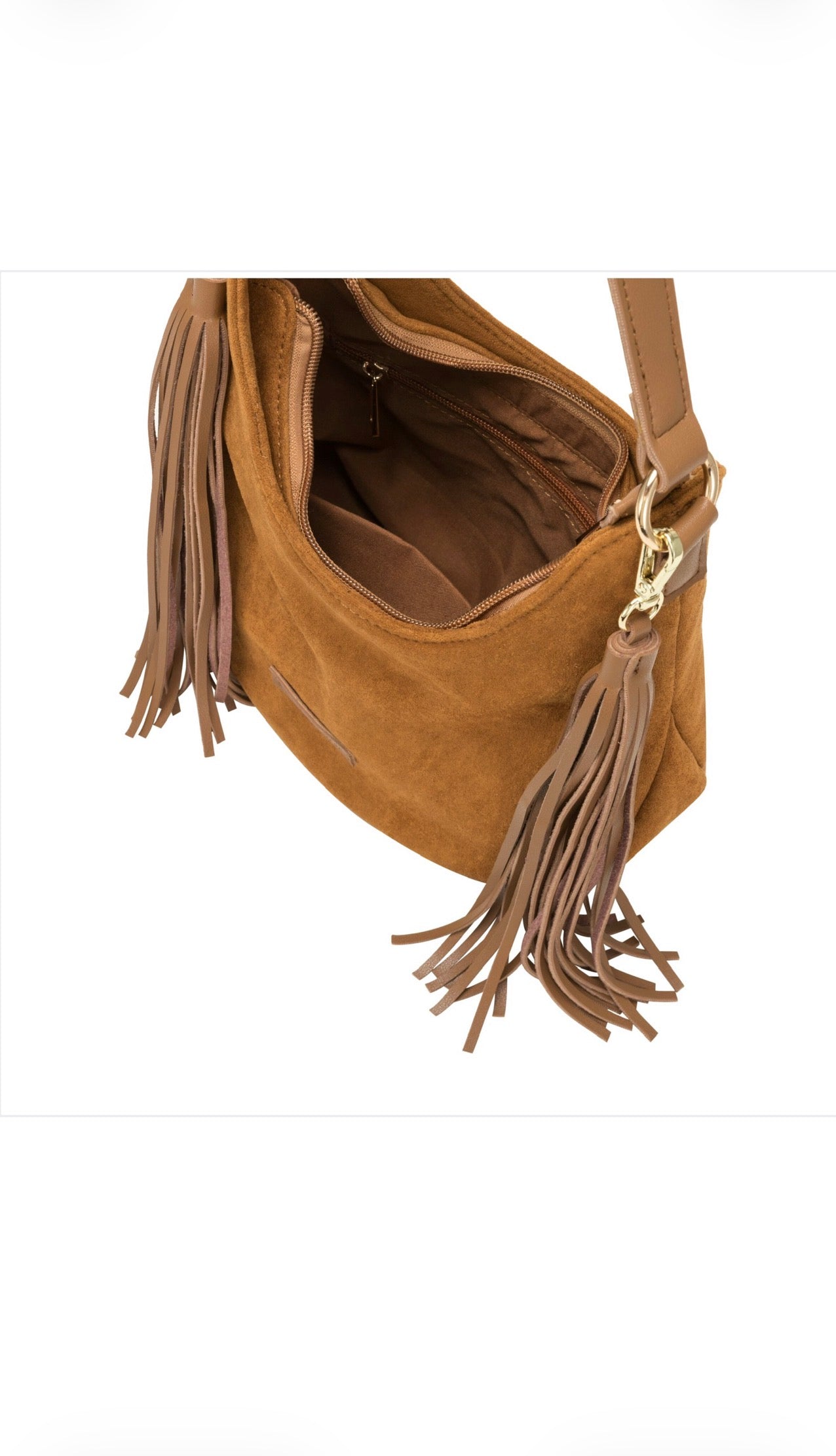 Every Other Medium Scoop Top Tassel Bag - Tan
