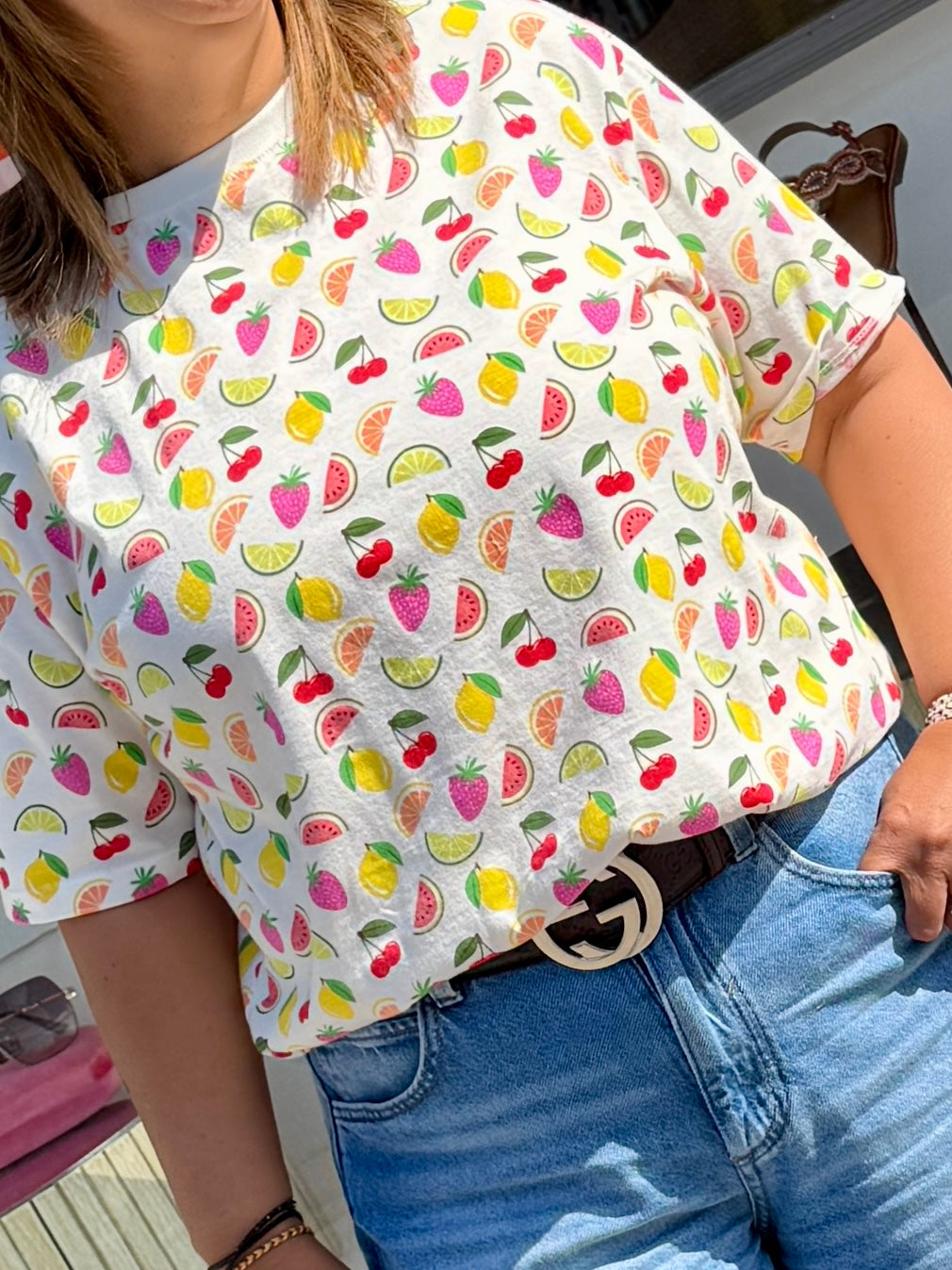 Sugarhill Brighton Kinsley T-Shirt - Cream, Fruit Salad