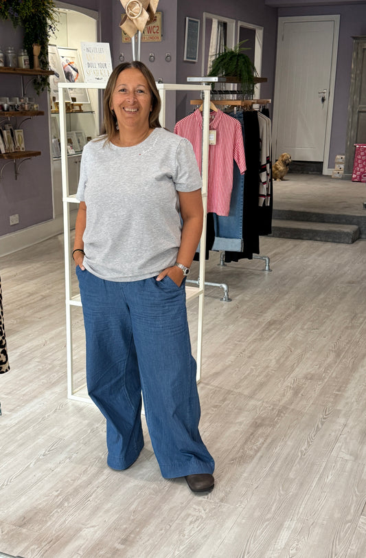 Fransa zaShoulder T-Shirt - Light Grey Melange