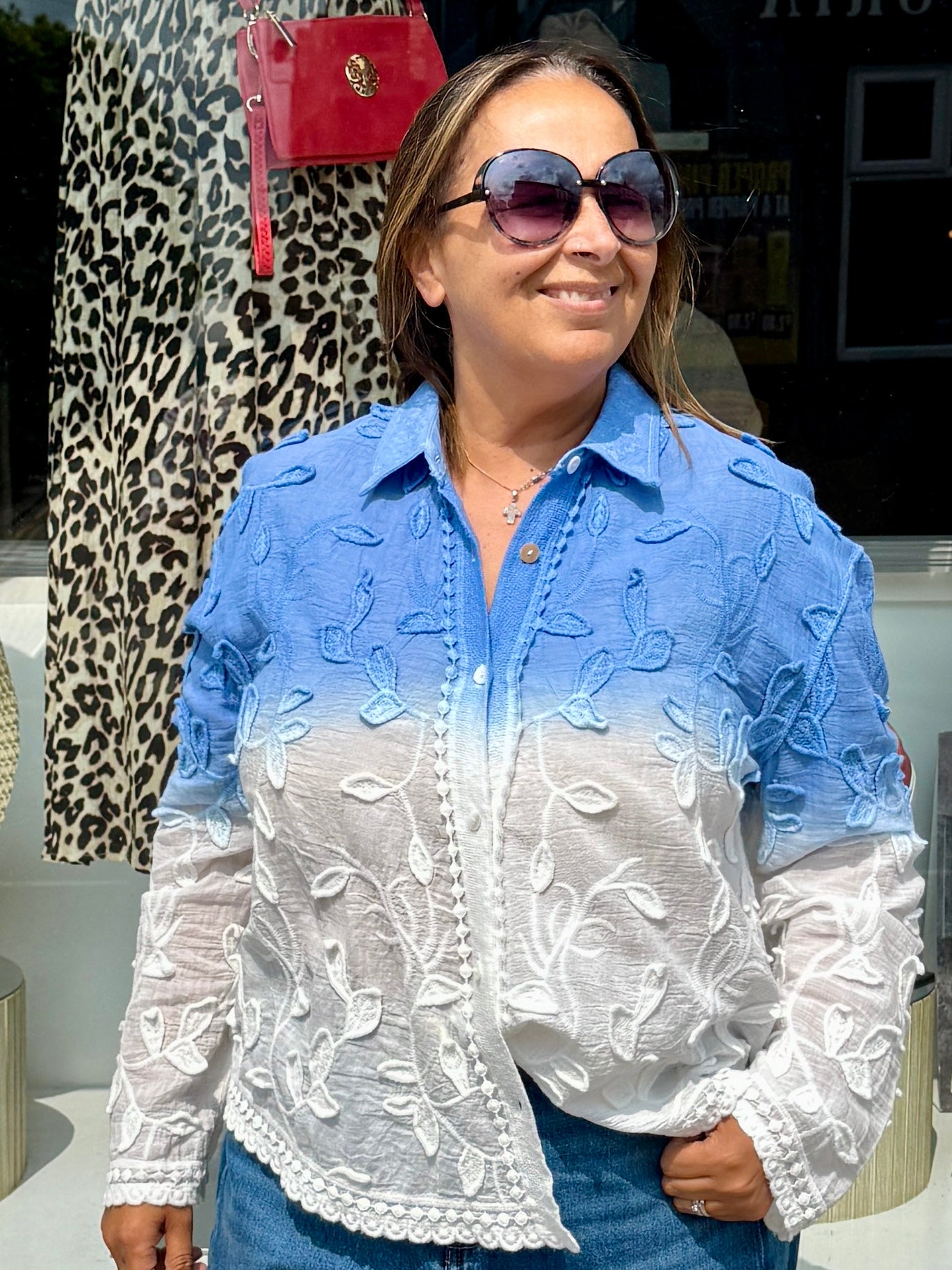 Jayla Tie Dye Blouse - Denim Blue