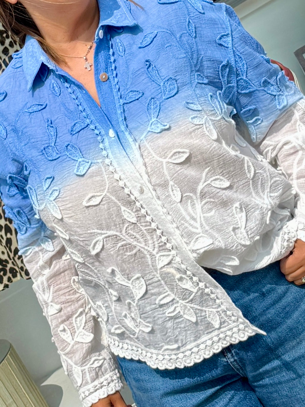 Jayla Tie Dye Blouse - Denim Blue