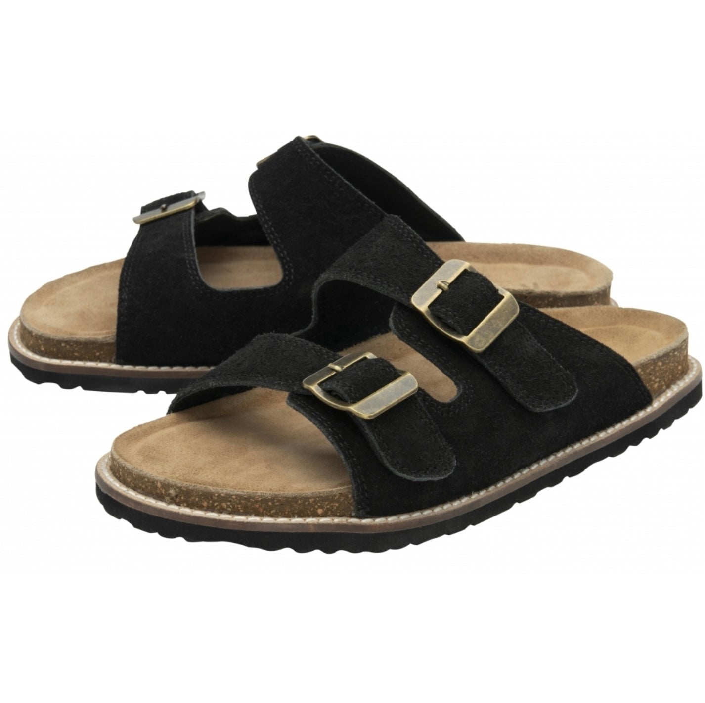 Ravel Black Suede Carey Flat Mule Sandals