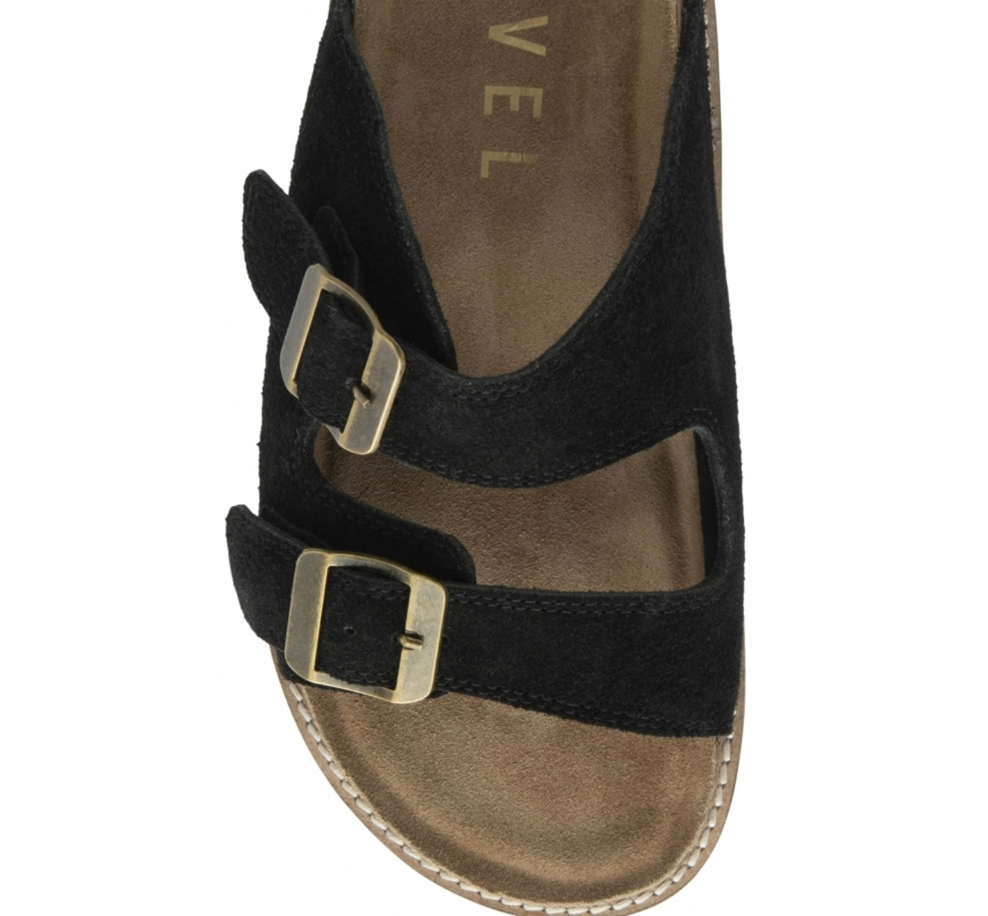 Ravel Black Suede Carey Flat Mule Sandals