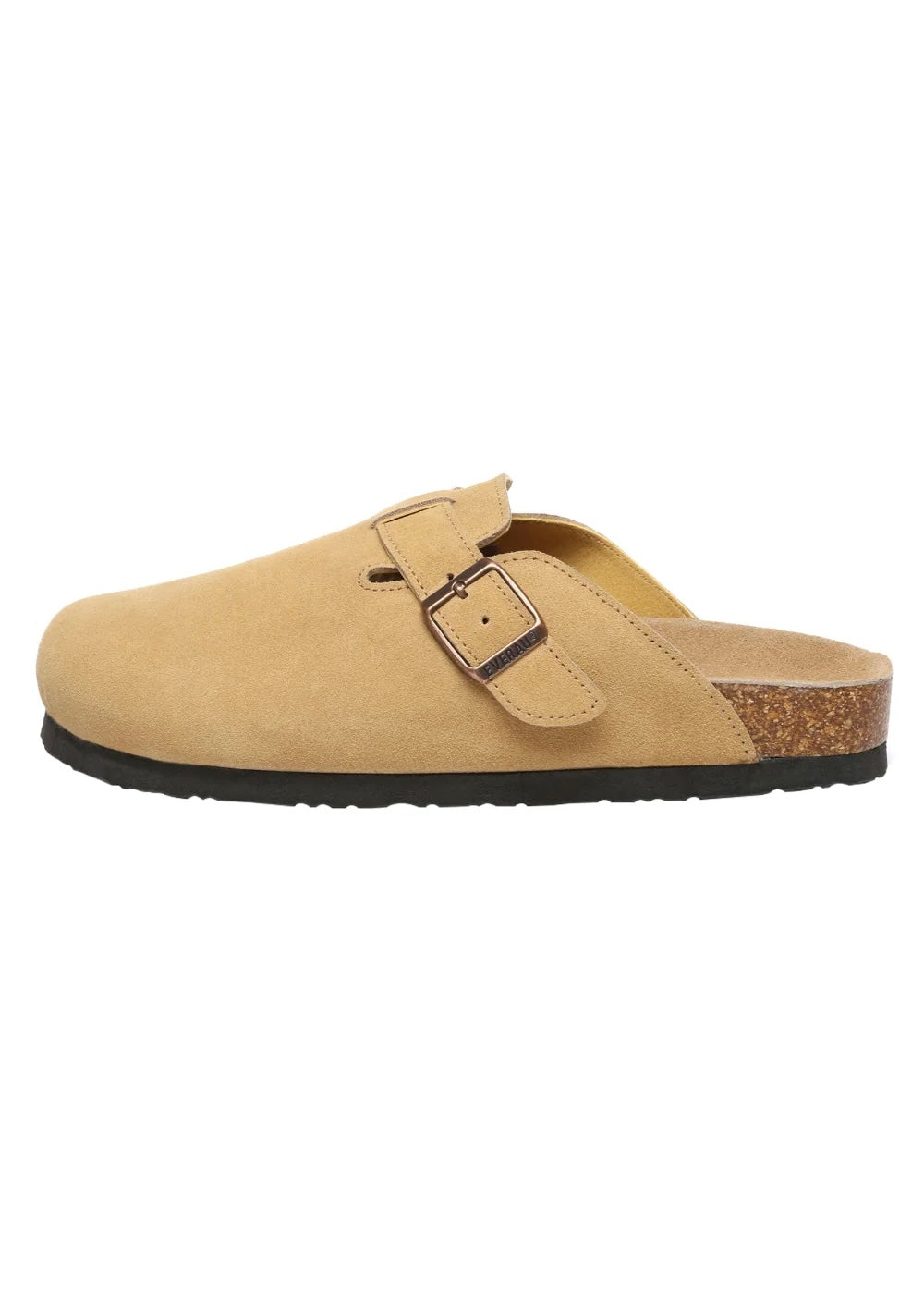 Beige slip-on shoe with a buckle on