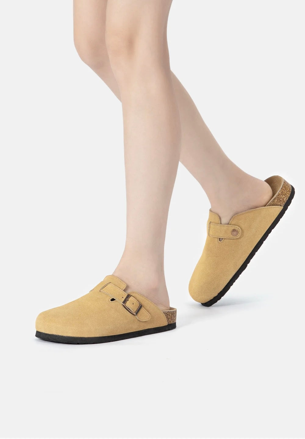 Ladies Tan Suede Clog