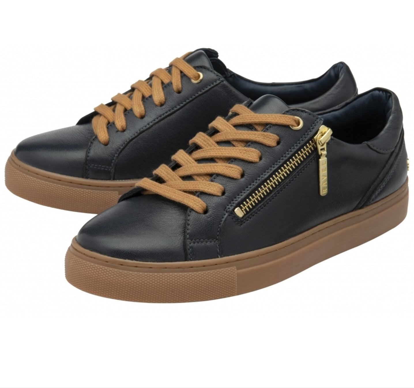 Ravel Navy Leather Gage Trainers