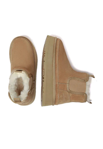 Everau Shoveler Leather Platform Short Chelsea Boots - Chestnut