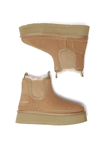 Everau Shoveler Leather Platform Short Chelsea Boots - Chestnut