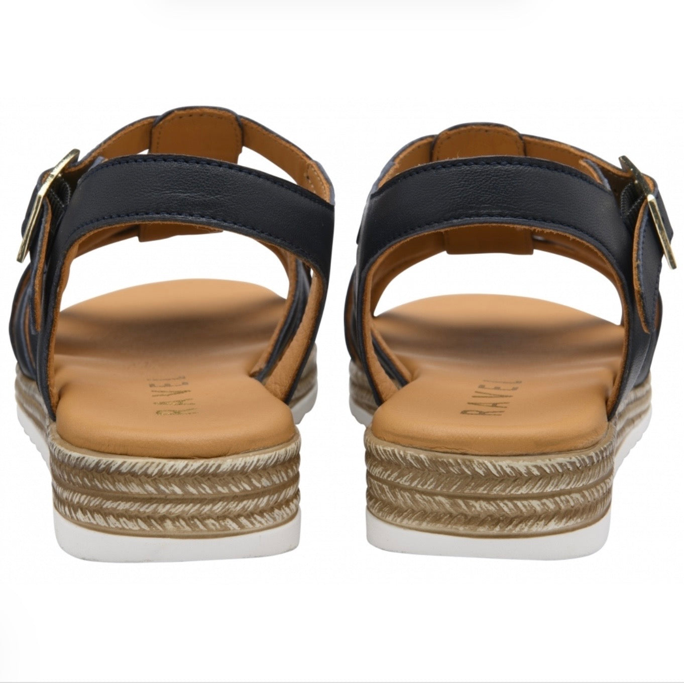 Ravel Navy Leather Ryal Flat Sandals