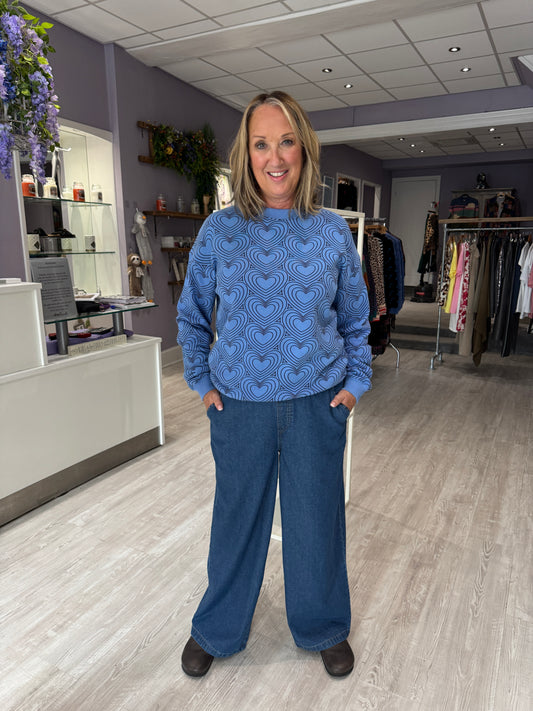 Sugarhill Brighton Noah Sweatshirt - Blue, Heart Explosion