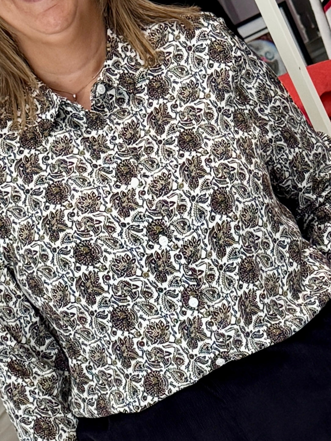 Fransa Gladis Shirt 2 - Pumicestone Paisley