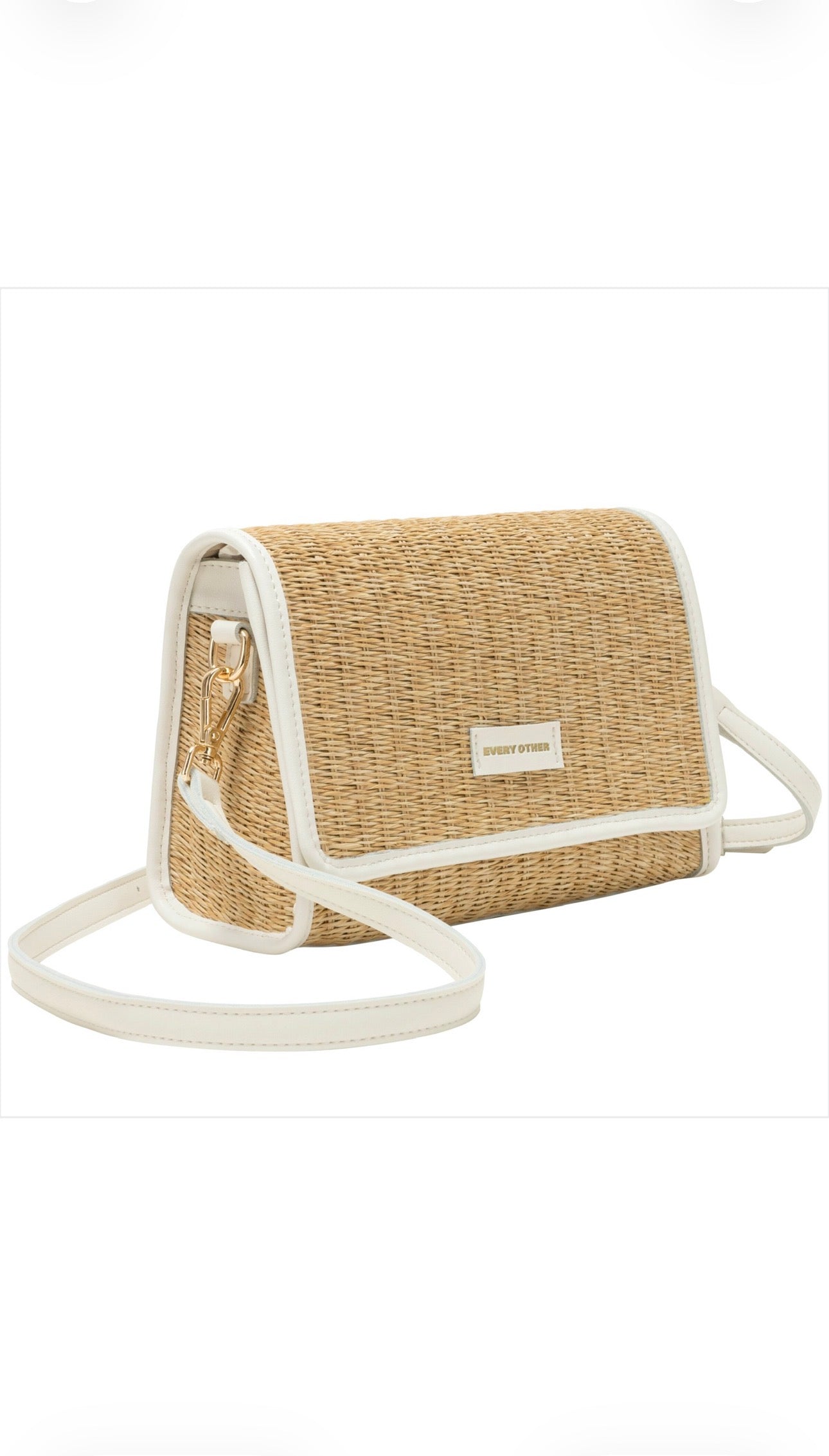 Every Other Straw Flap Over Cross Body Bag