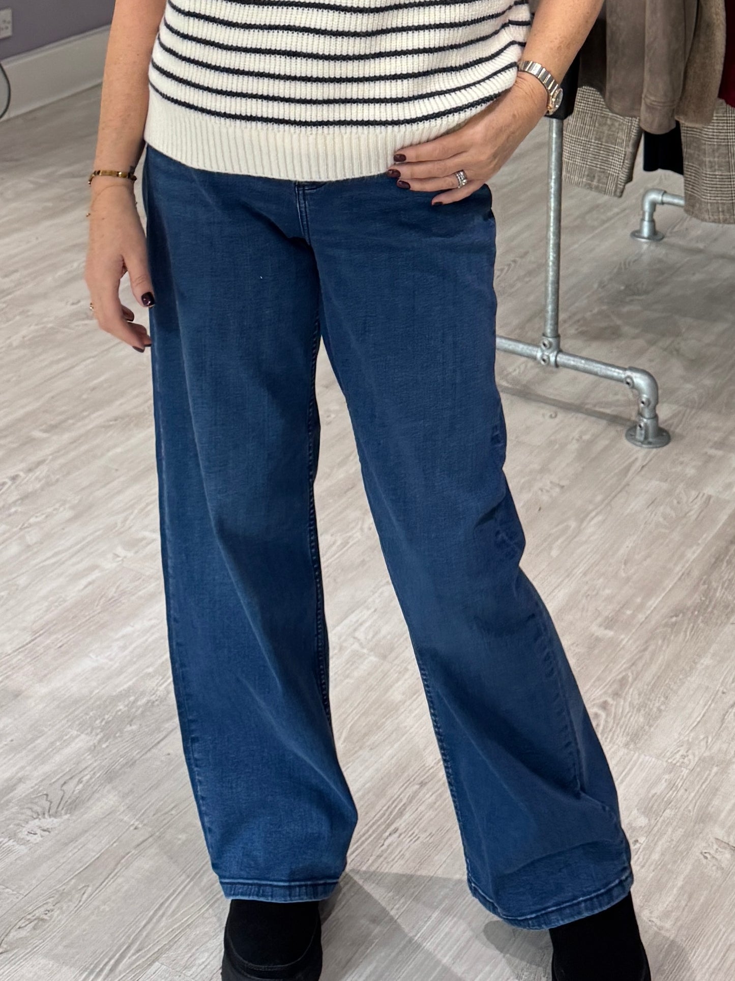 Fransa Over Hanna Jeans 3 - Mid Blue Denim