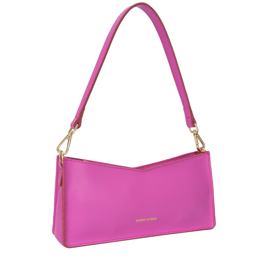 Every Other Single Strap Zip Top Shoulder Bag - Fuchsia