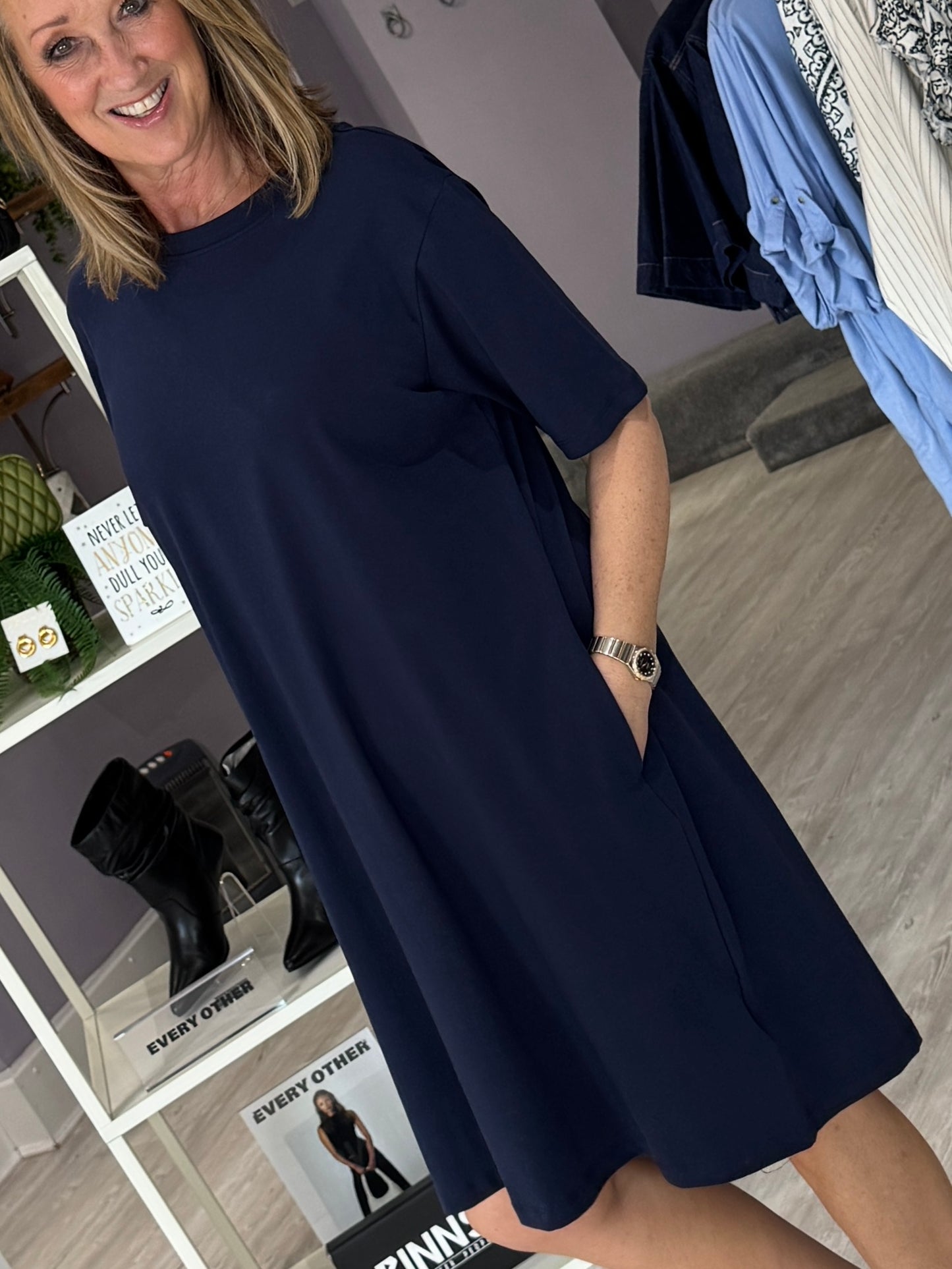 Fransa Feba Dress - Navy Blazer