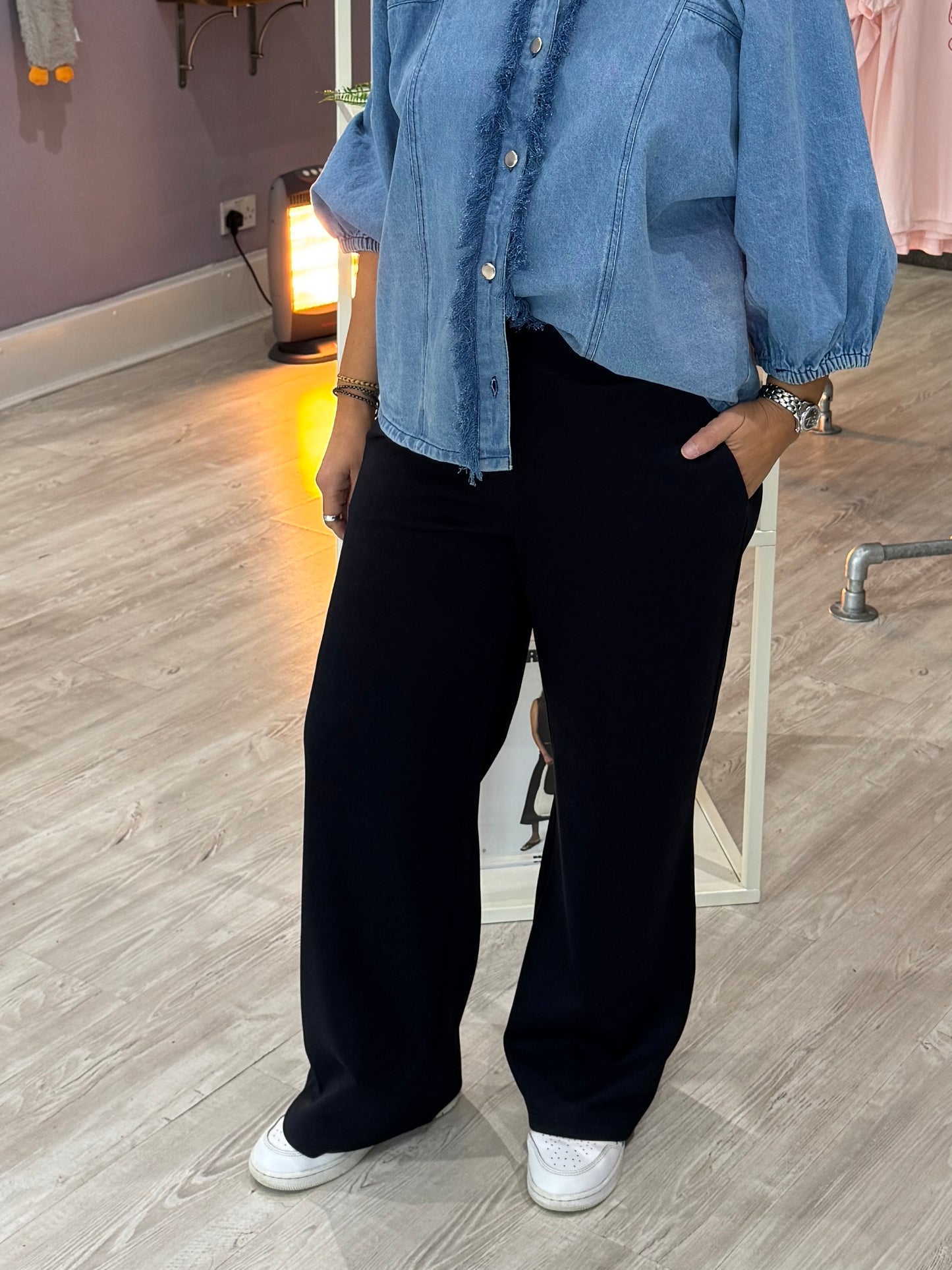 Pinns Wide Leg Trousers - Navy