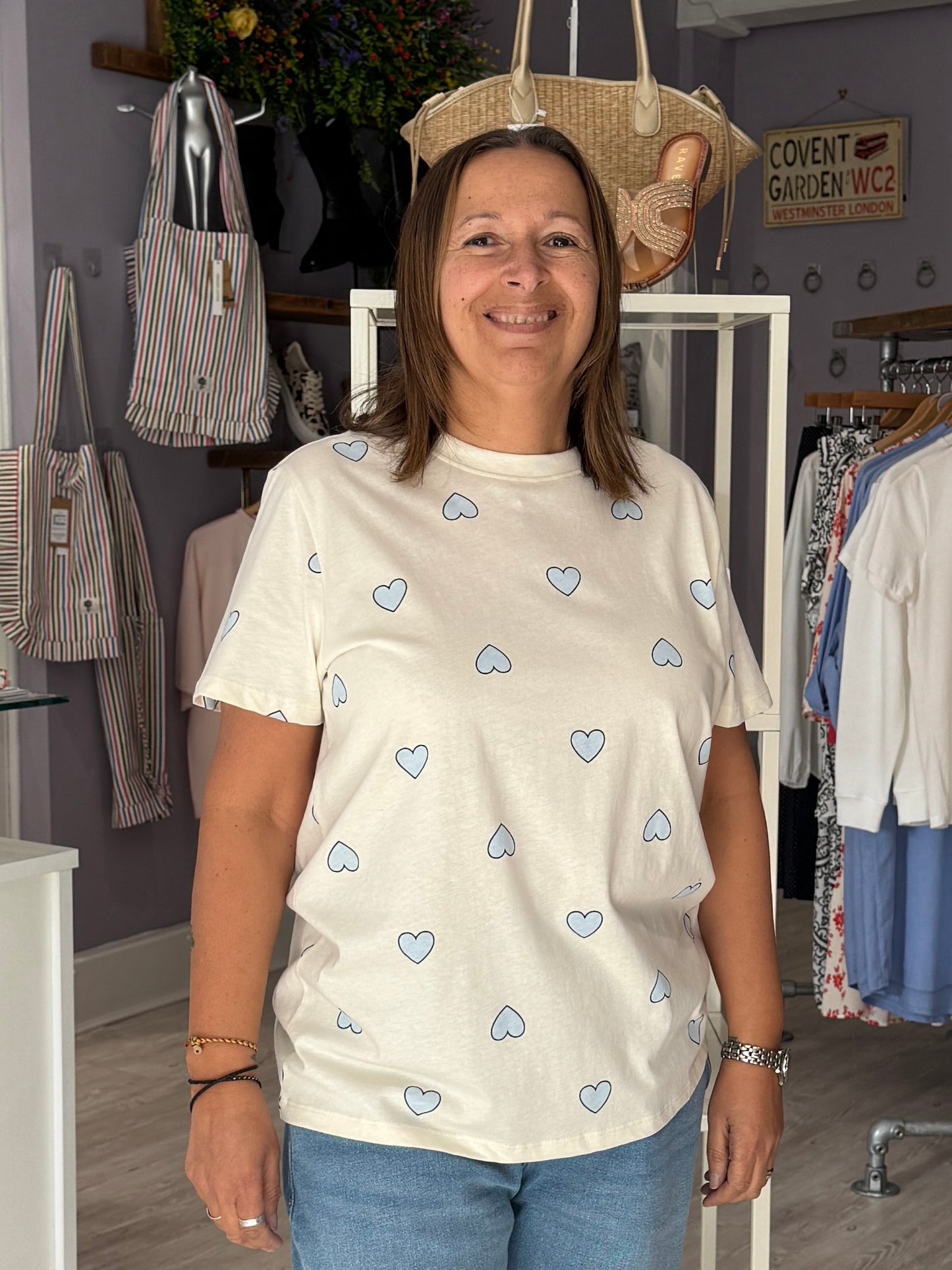 Saint Tropez Pixilina T-Shirt - Off White Skyway Big Hearts