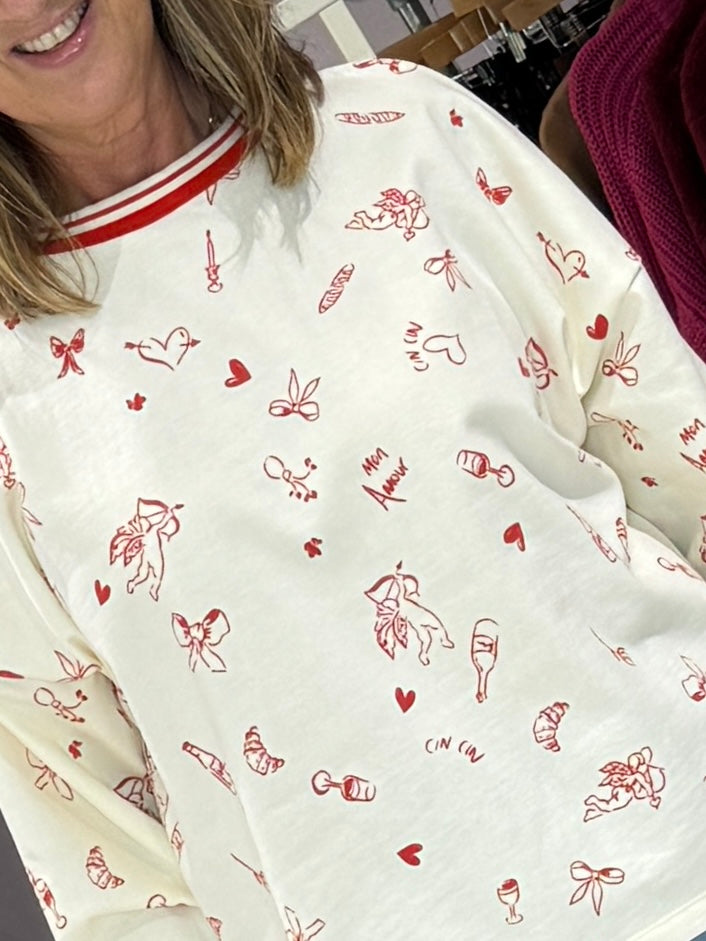 Saint Tropez Pemilia Sweatshirt - Ice Red Mon Amour