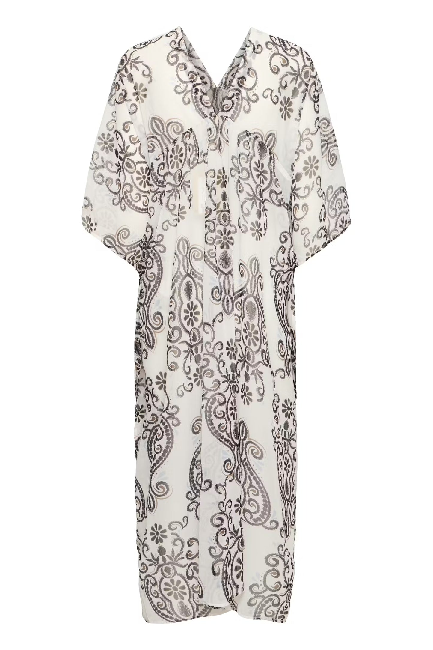 Fransa Natalia Kaftan Dress - Boho Muse White/Black