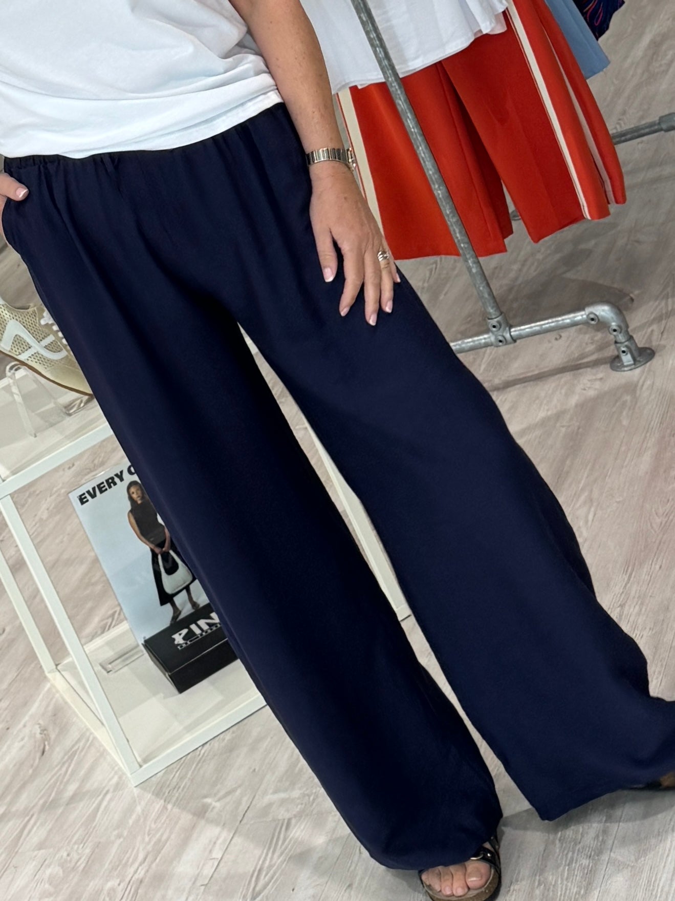 Eden Wide Leg Trousers - Navy