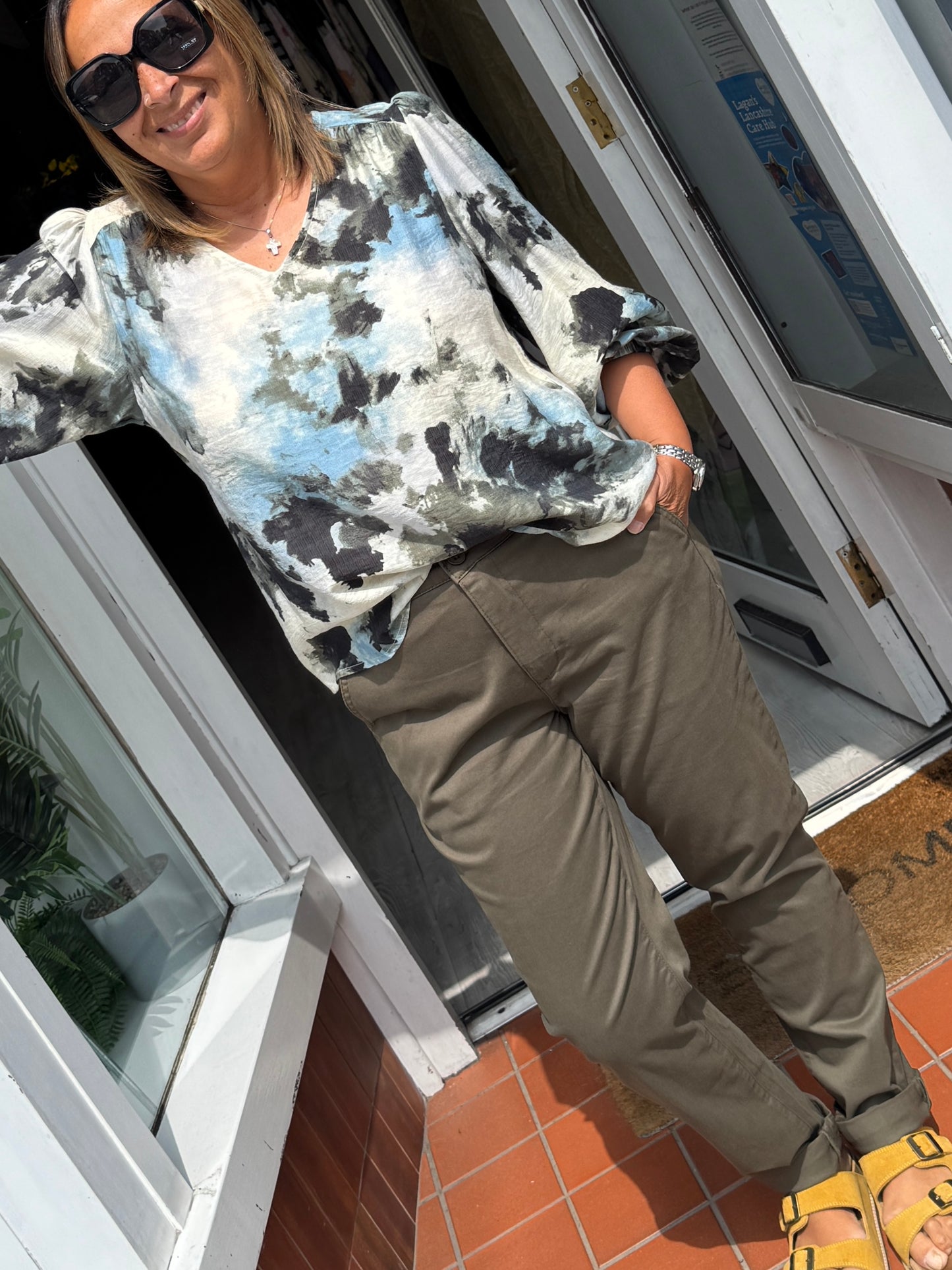 Fransa Ariana Blouse - Watercolour Bloom Ice Water/Blue