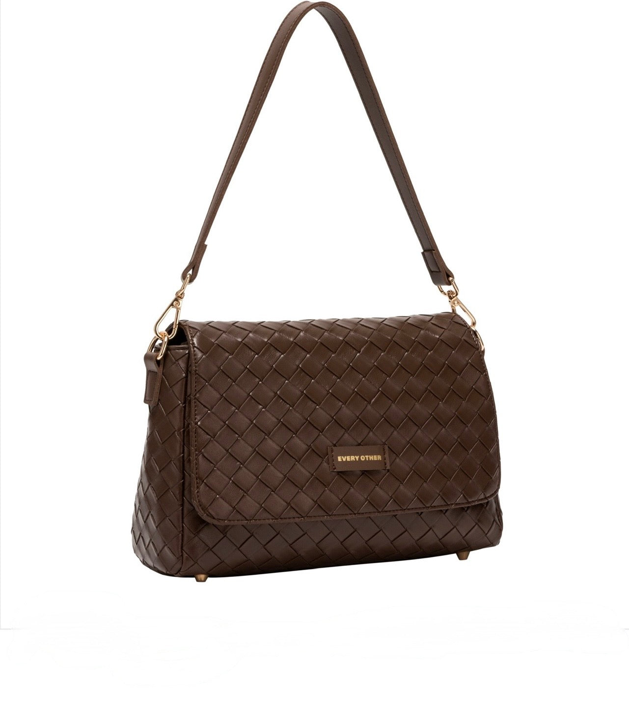 Every Other Flap Over Shoulder Clutch Cross Body Bag - Brown