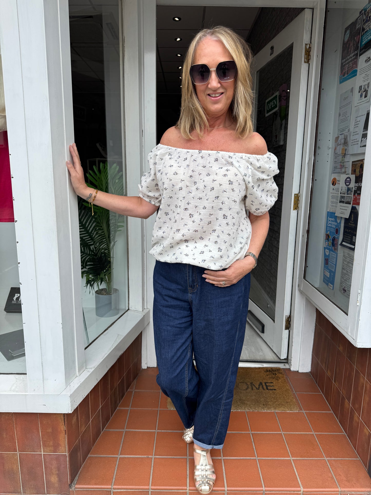 Fransa Bobbi Blouse - Cream and Brown