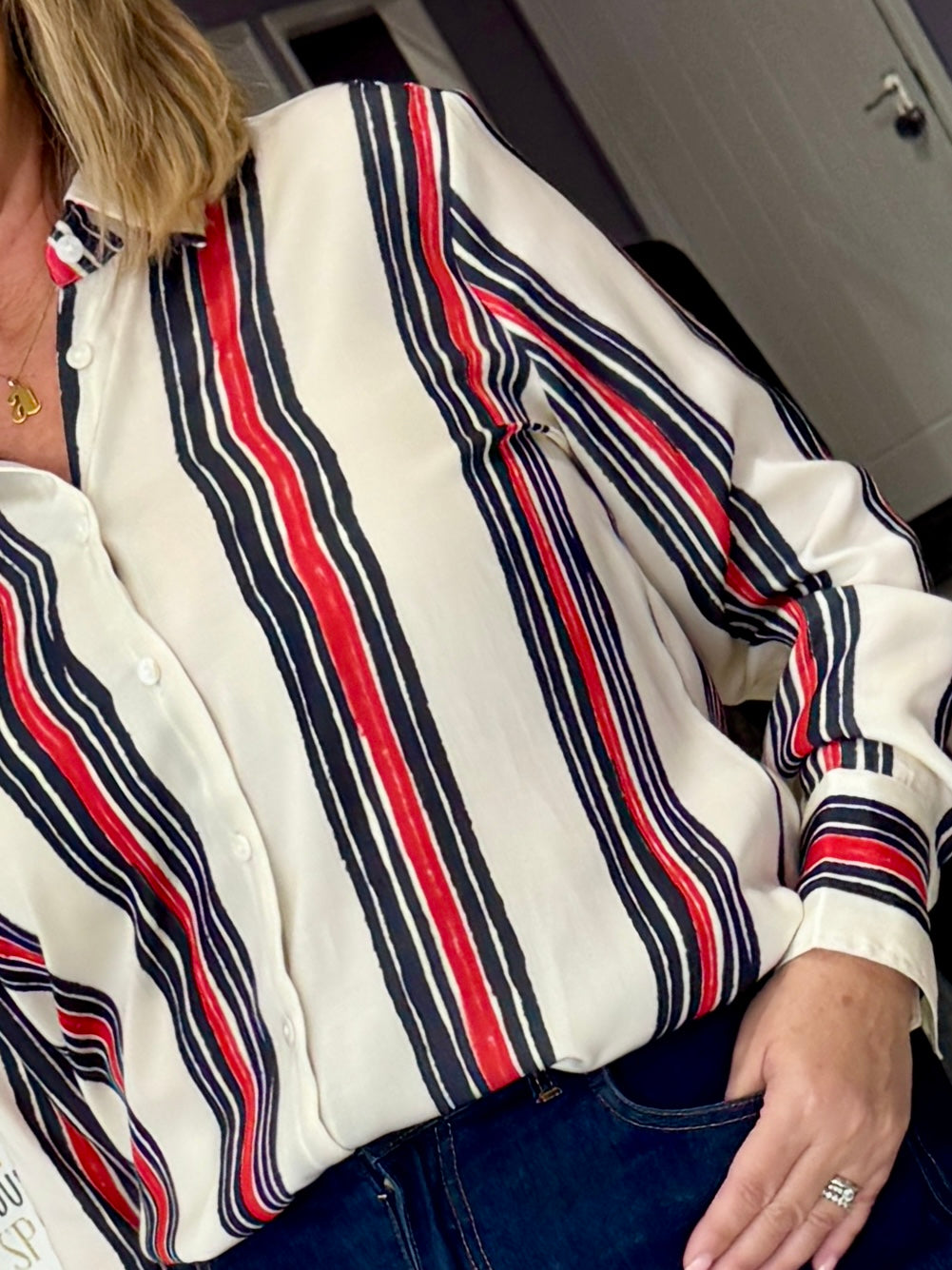 Fransa Alda Shirt -  Whisper White Art