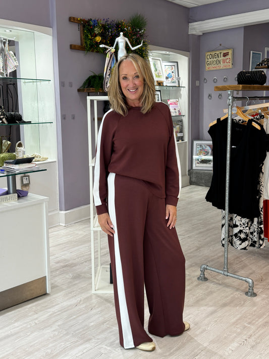 Fransa Aurora Trousers - Rum with White Stripe