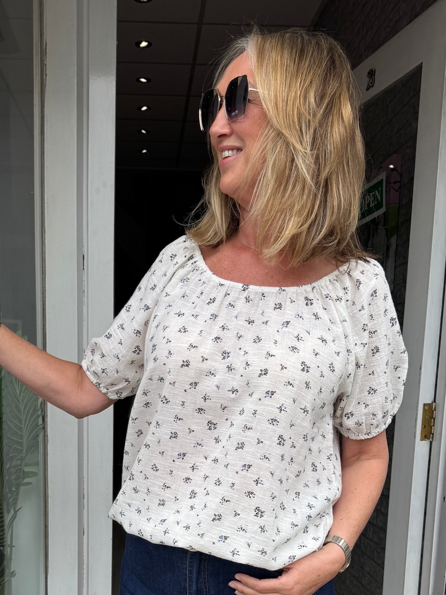Fransa Bobbi Blouse - Cream and Brown