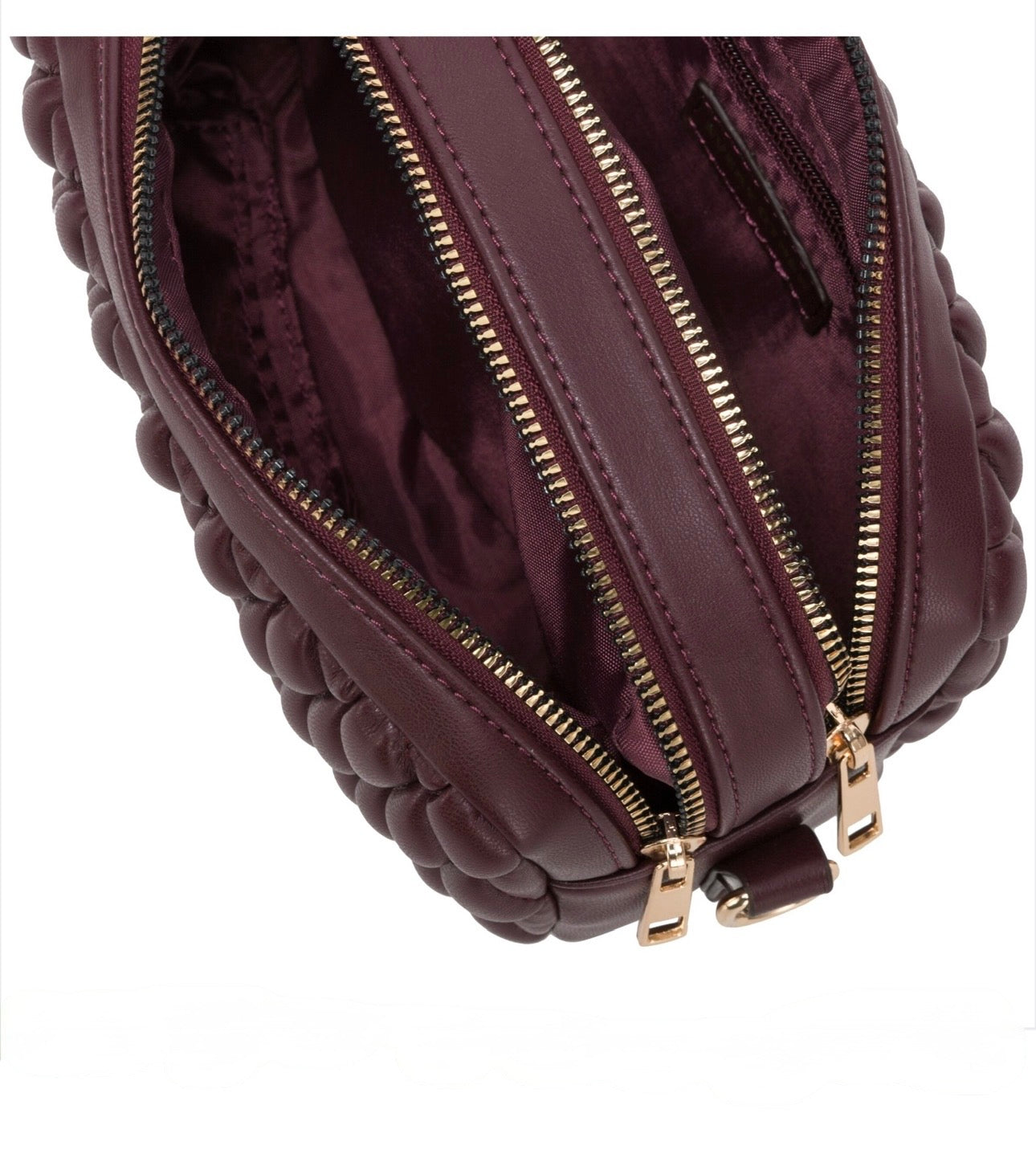 Every Other Quilted Camera Cross Body Bag - Burgundy