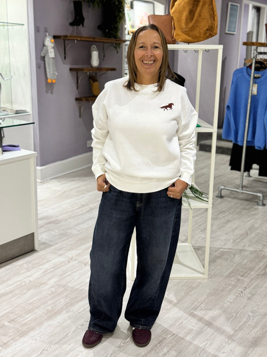 Eadie Relaxed Sweatshirt - Off White, Horse Print