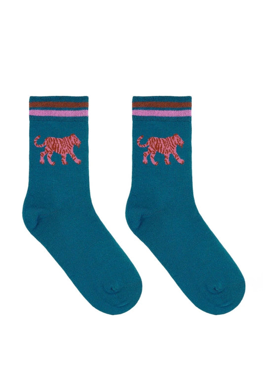 Sugarhill Brighton Socks - Teal Tiger