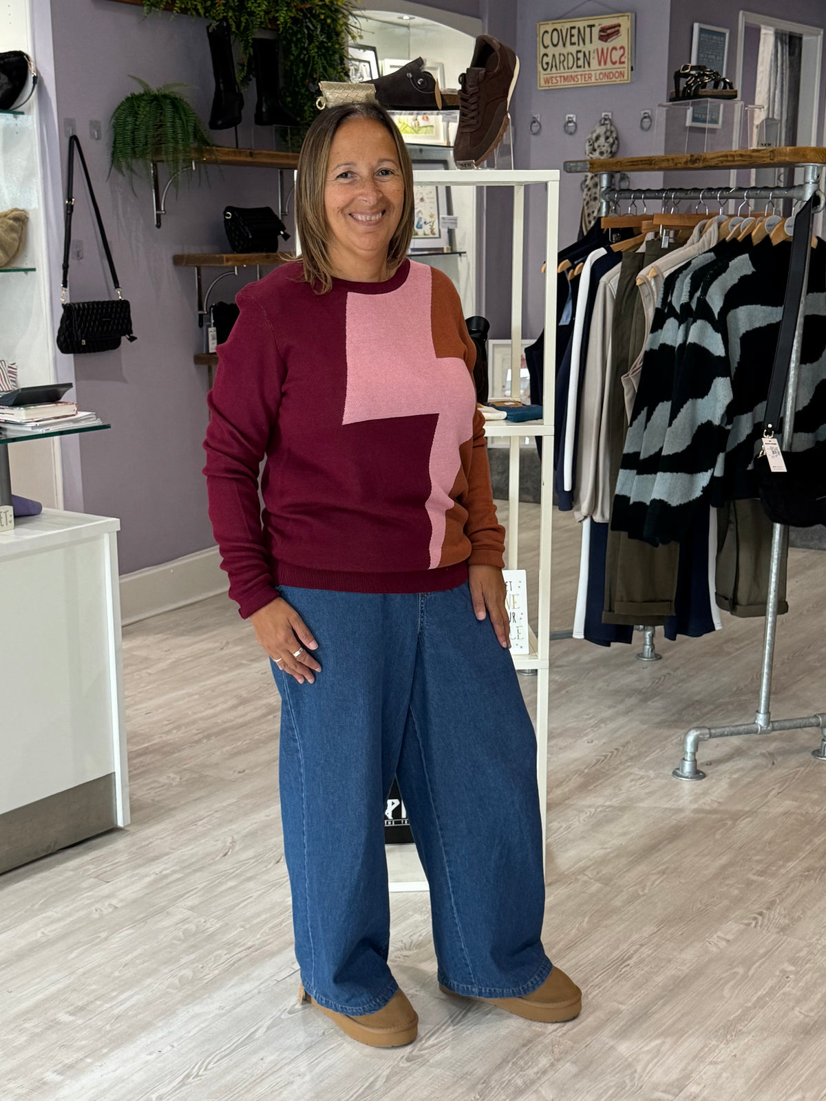 Sugarhill Brighton Rita Jumper - Lightening Divide - Burgandy