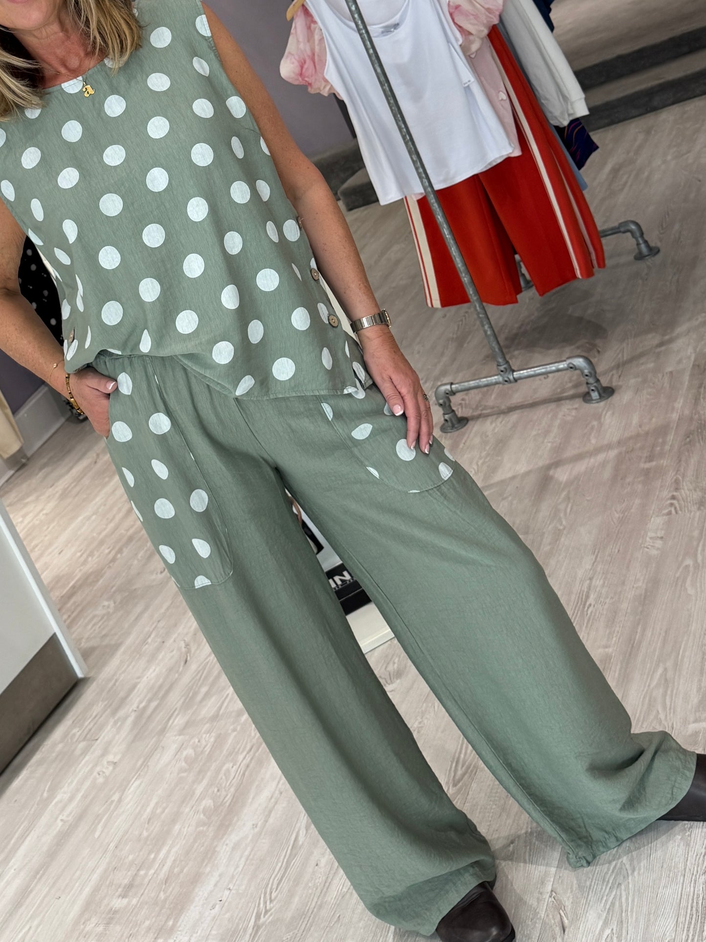 Fallon Trouser Suit - Sage Green