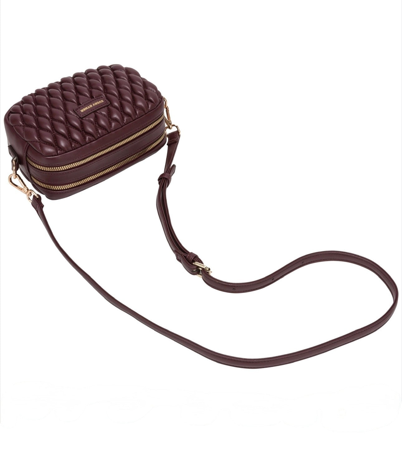 Every Other Quilted Camera Cross Body Bag - Burgundy