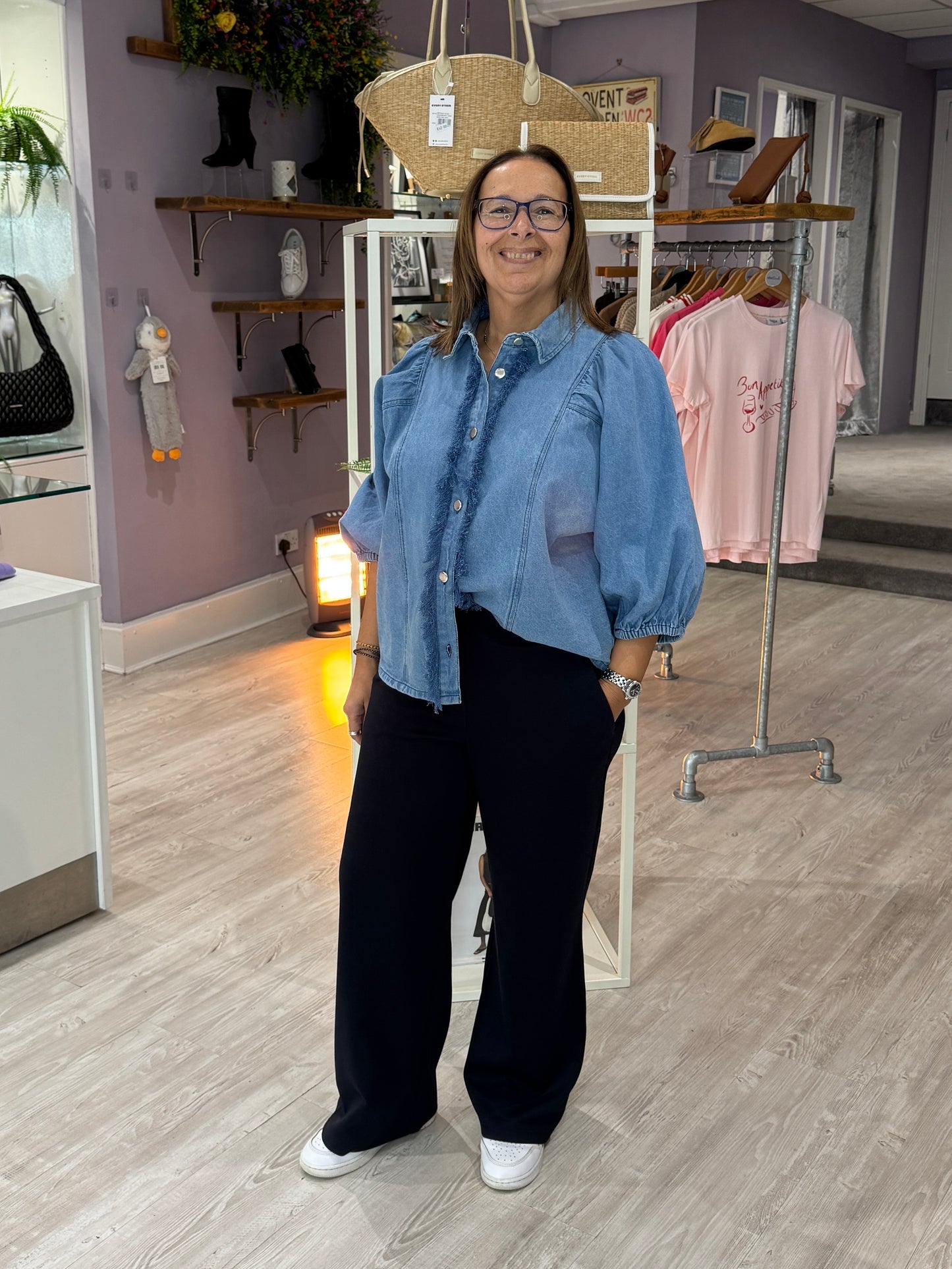 Pinns Wide Leg Trousers - Navy