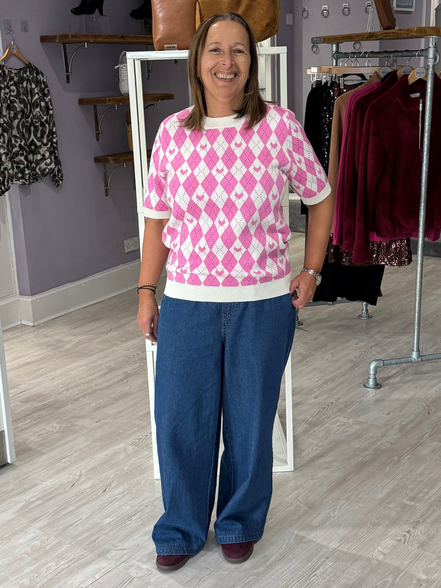 Saint Tropez Pamilla Jumper - Pink Shades Angle Hearts