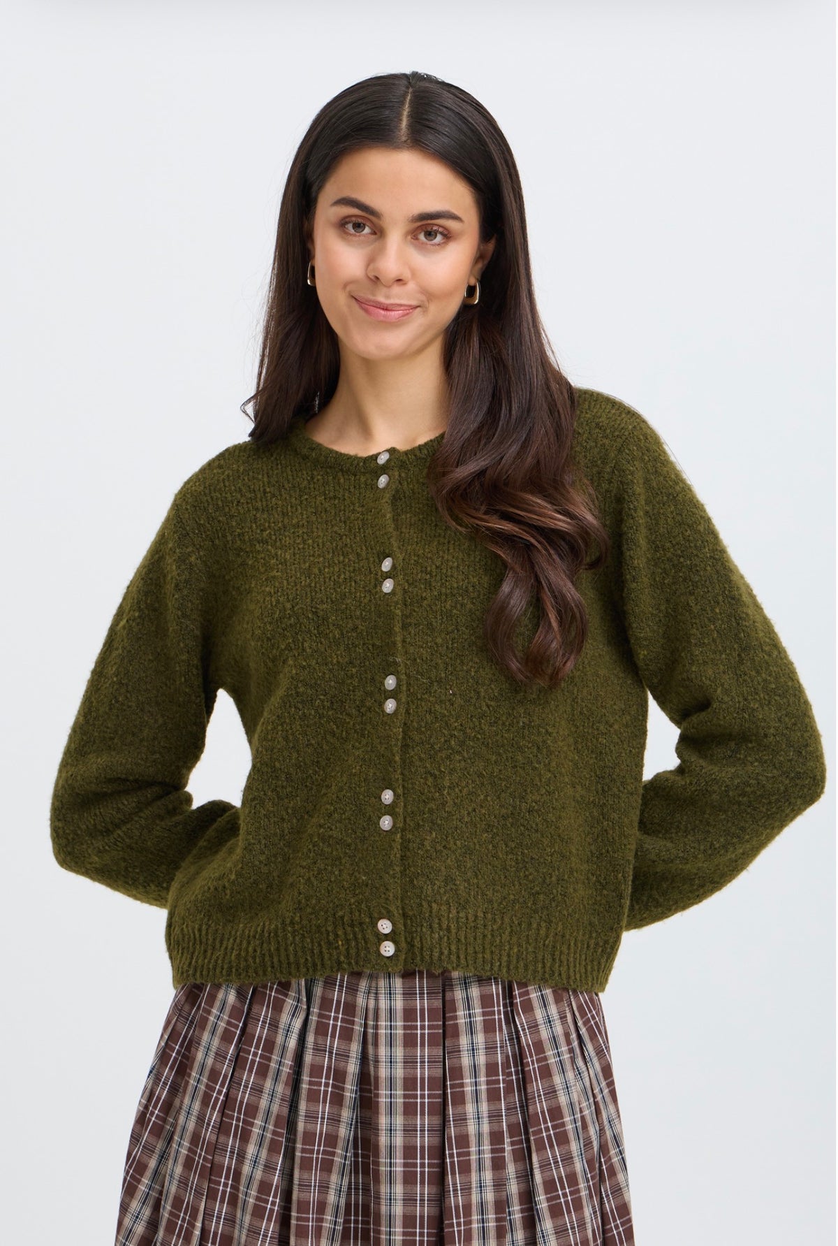 Fransa Bela Cardigan - Fir Green Melange