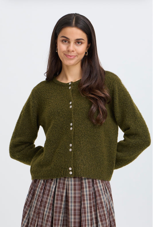 Fransa Bela Cardigan - Fir Green Melange