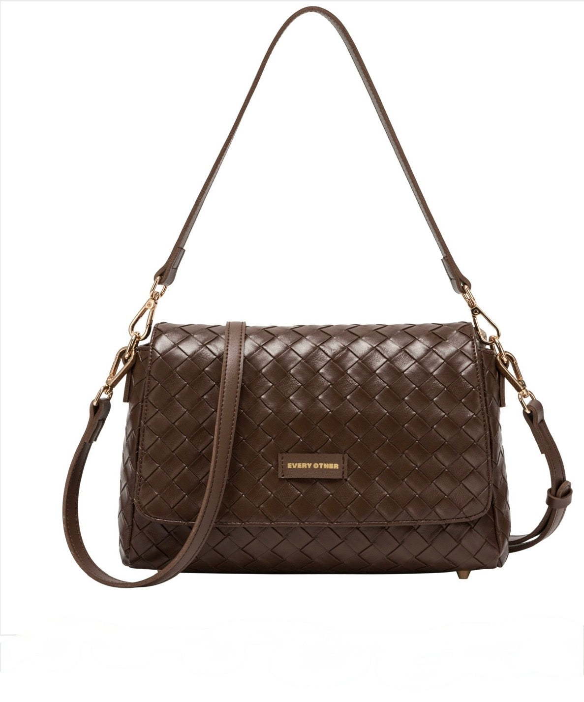 Every Other Flap Over Shoulder Clutch Cross Body Bag - Brown