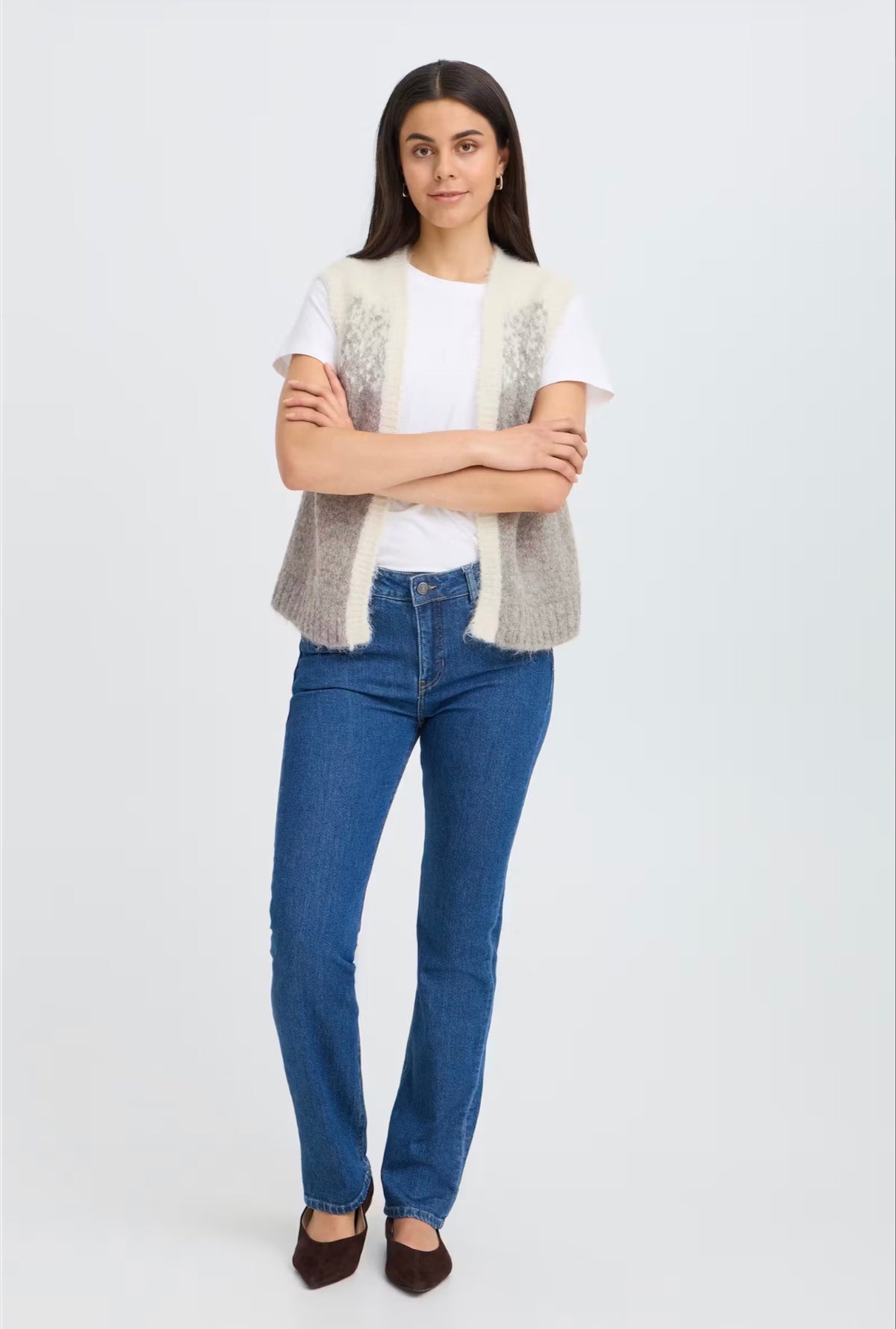 Fransa Tye Waistcoat - Driftwood Mix/Grey