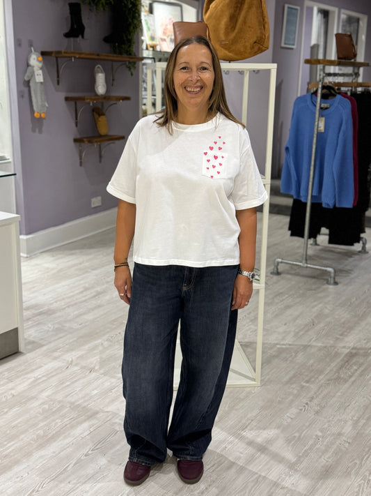 Sugarhill Brighton Celia T-Shirt - White Pocket Hearts