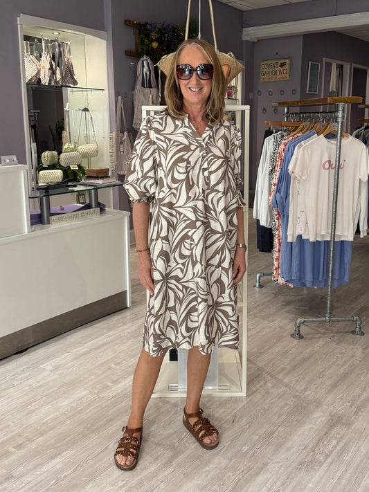 Fransa Ariana Dress - Floral Reverie M. Trail / Brown